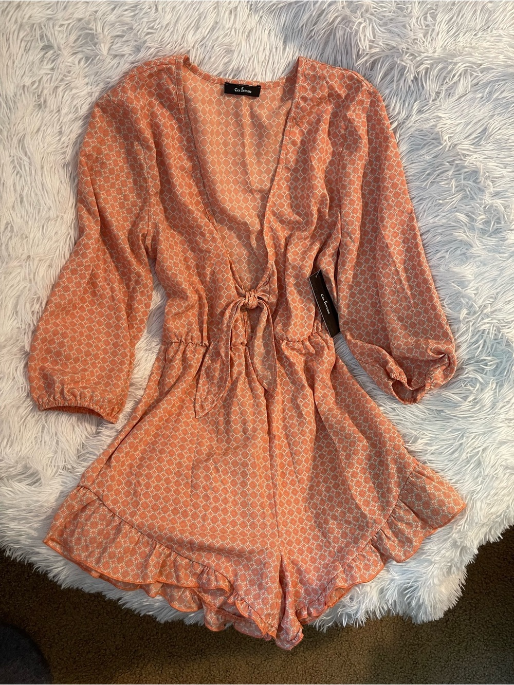 Low Cut front tie ruffle bohemian groovy gypsy romper